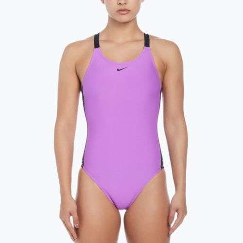 Strój pływacki jednoczęściowy damski Nike Logo Tape Fastback fuchsia dream