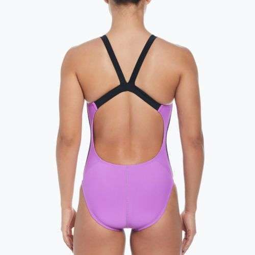 Strój pływacki jednoczęściowy damski Nike Logo Tape Fastback fuchsia dream
