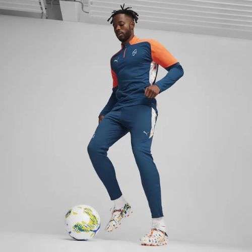 Bluza piłkarska męska PUMA Neymar Jr Creativity 1/4 Zip Top ocean tropic/hot heat
