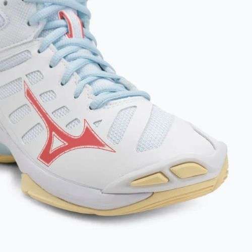 Buty do siatkówki damskie Mizuno Wave Voltage 2 Mid white/calypso coral/pale banan