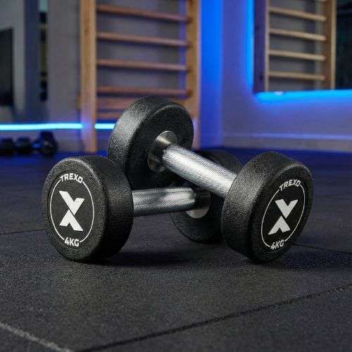 Hantel żeliwny gumowany XTREXO Pro 4 kg czarny