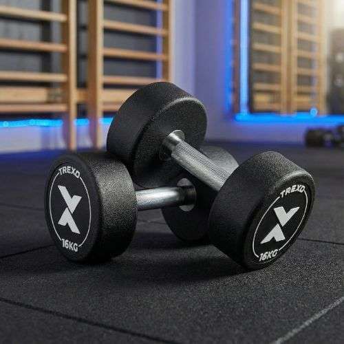 Hantel żeliwny gumowany XTREXO Pro 16 kg czarny