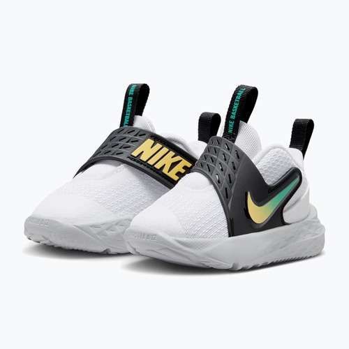 Buty dziecięce Nike Team Hustle D 12 white/black/clear emerald/topaz gold