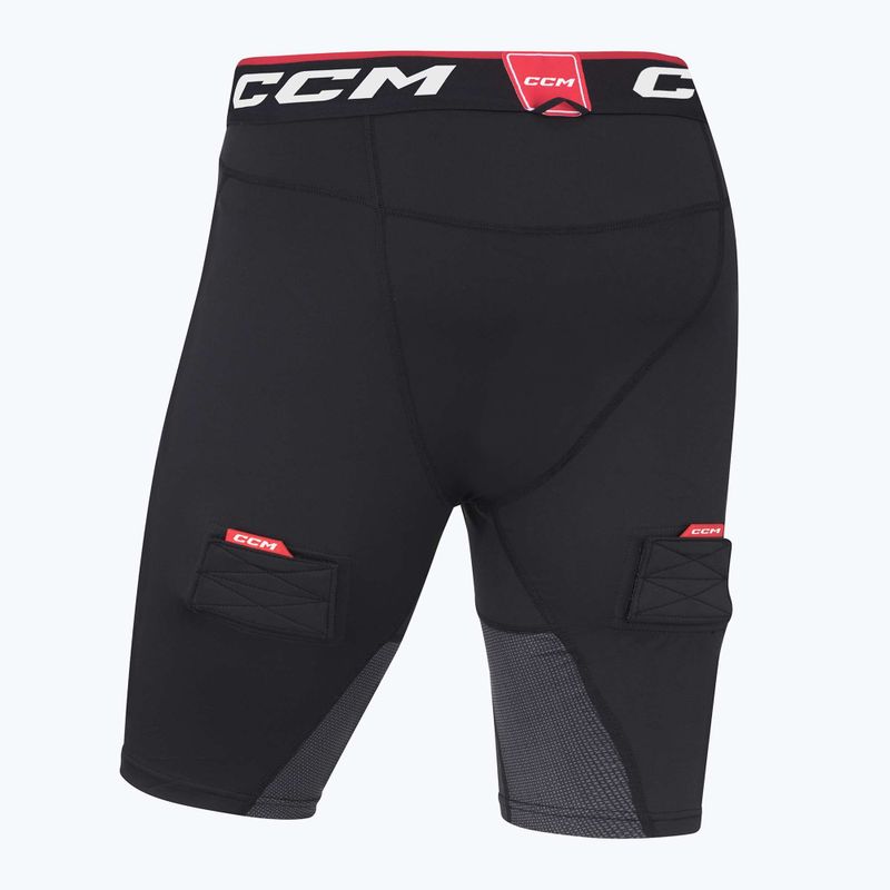 Spodenki hokejowe z suspensorem męskie CCM Ribano Compresion SR black 2
