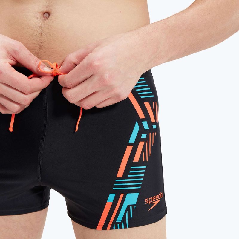 Bokserki pływackie męskie Speedo Tech Print Aquashort black/orange 8