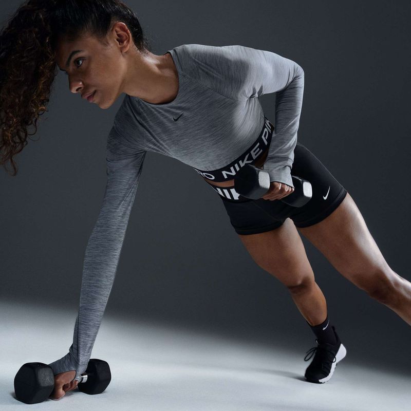 Top treningowy longsleeve damski Nike Pro 365 Dri-Fit smoke grey/heather 5