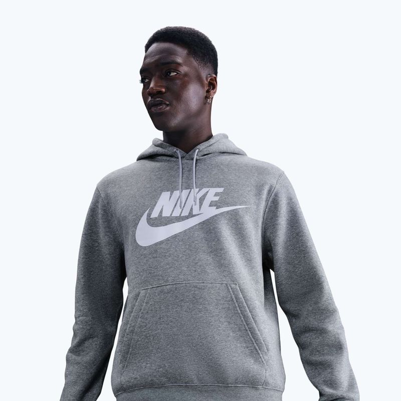 Bluza męska Nike Club Pullover Hoodie dark grey heather/light smoke grey/white 4