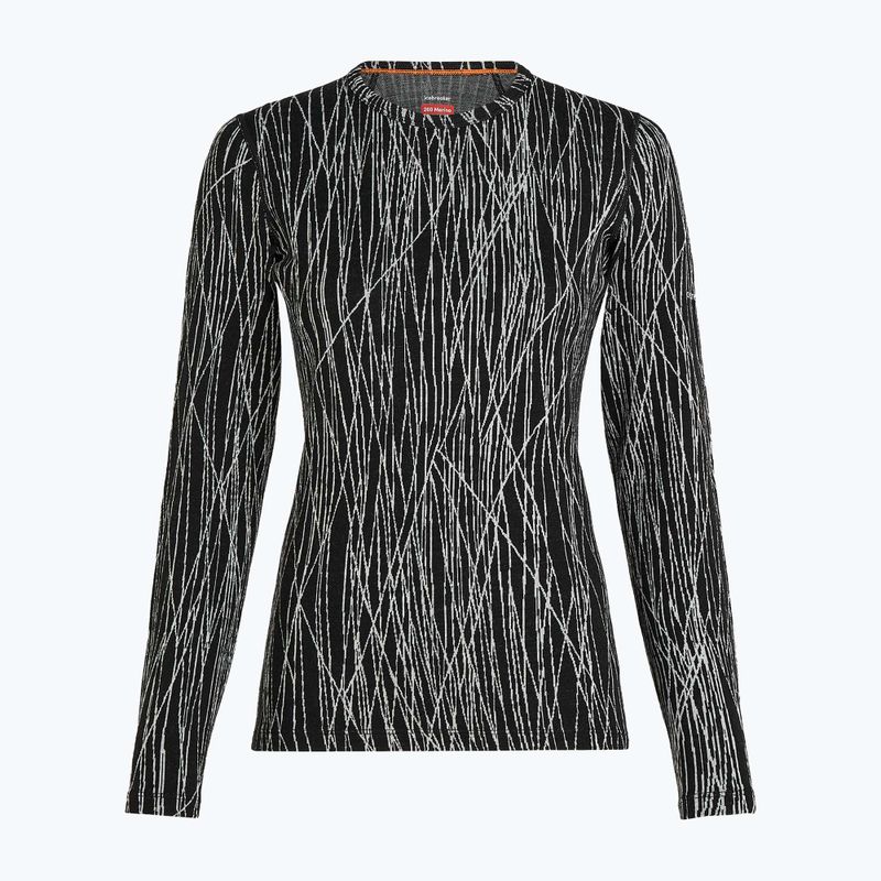 Longsleeve trekkingowy damski icebreaker Merino 260 Tech Vertex Crewe Delta Lines AOP black/snow/j 7