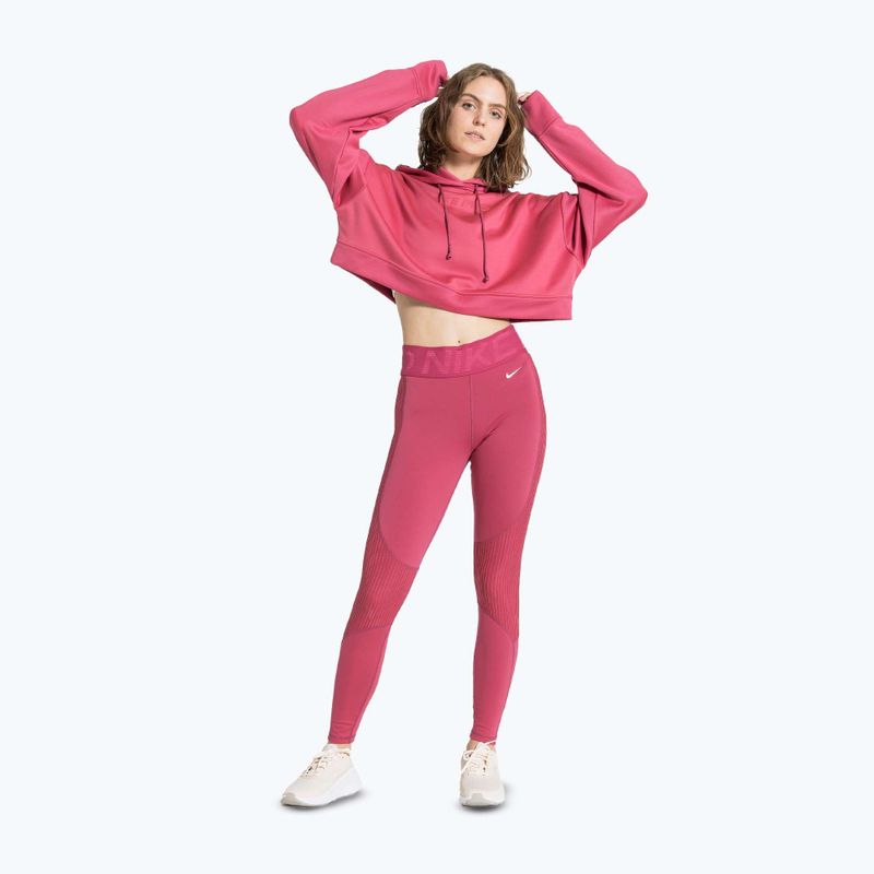 Legginsy treningowe damskie Nike Pro High-Waisted sweet beet/white 5