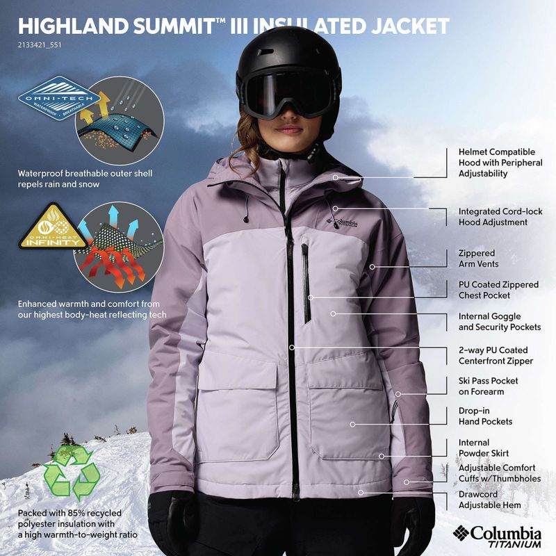 Kurtka narciarska damska Columbia Highland Summit III Insulated lavender pearl/shale purple 13