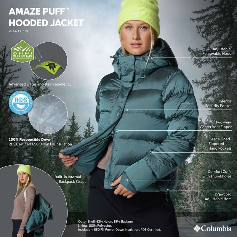 Kurtka puchowa damska Columbia Amaze Puff Hooded everblue high shine 12