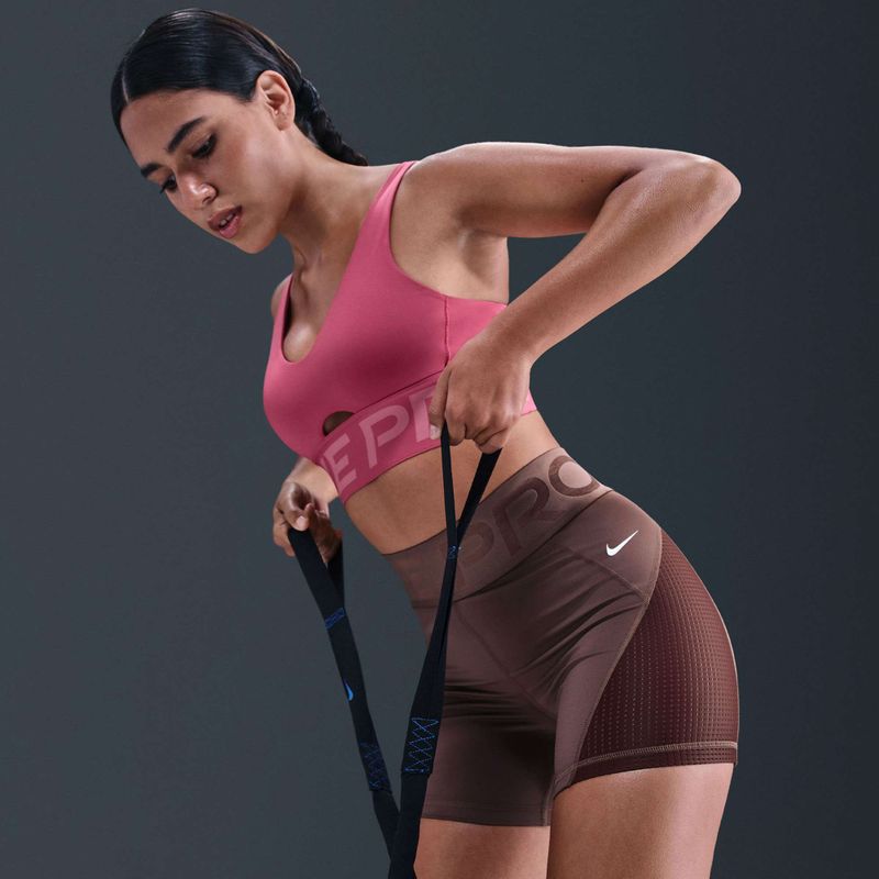 Spodenki damskie Nike Pro Sculpt High Waisted 5" Biker tattoo/burgundy crush/white 6
