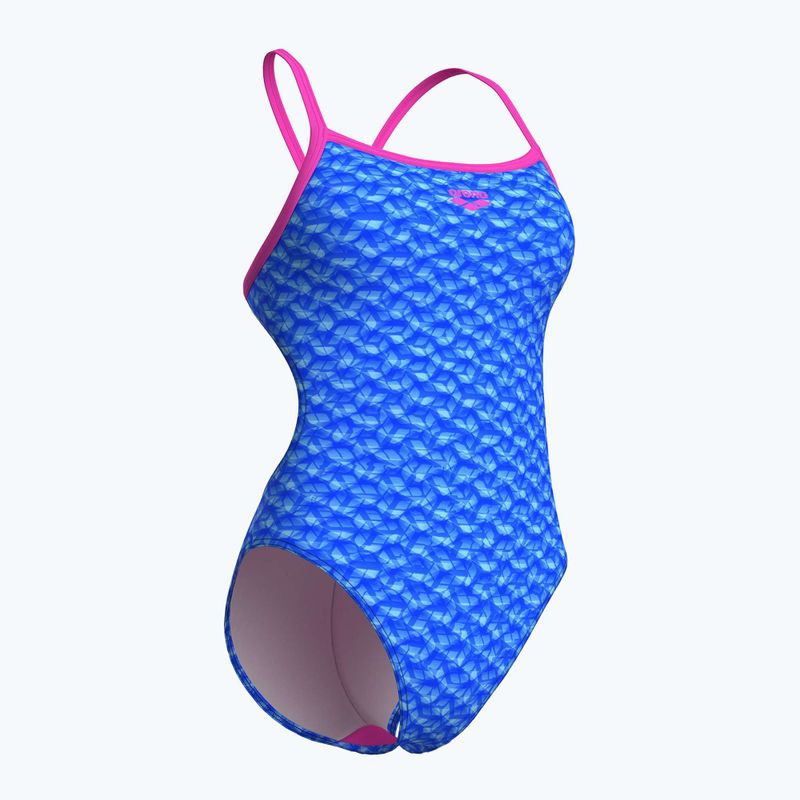 Strój pływacki jednoczęściowy damski arena Monogram Challenge Back blue river multi/shocking pink 3