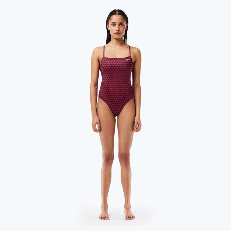Strój kąpielowy jednoczęściowy damski Lacoste MF7264 penumbra/alizarin /red 3