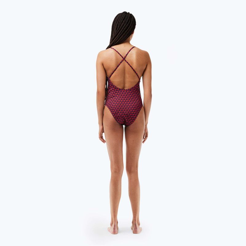 Strój kąpielowy jednoczęściowy damski Lacoste MF7264 penumbra/alizarin /red 4