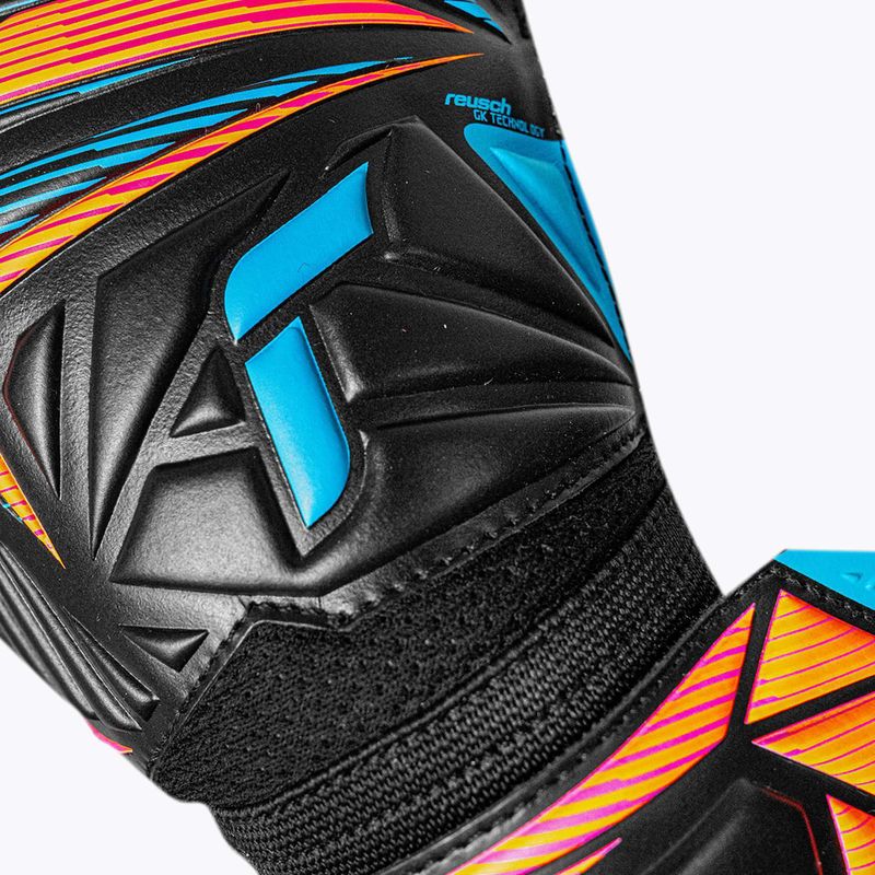 Rękawice bramkarskie Reusch Attrakt Solid black/aqua blue/shocking orange 5