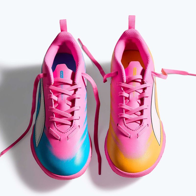 Buty piłkarskie dziecięce PUMA Ultra 6 Play It Jr poison pink/puma wht/sun stream/bright aqua/puma blk 12