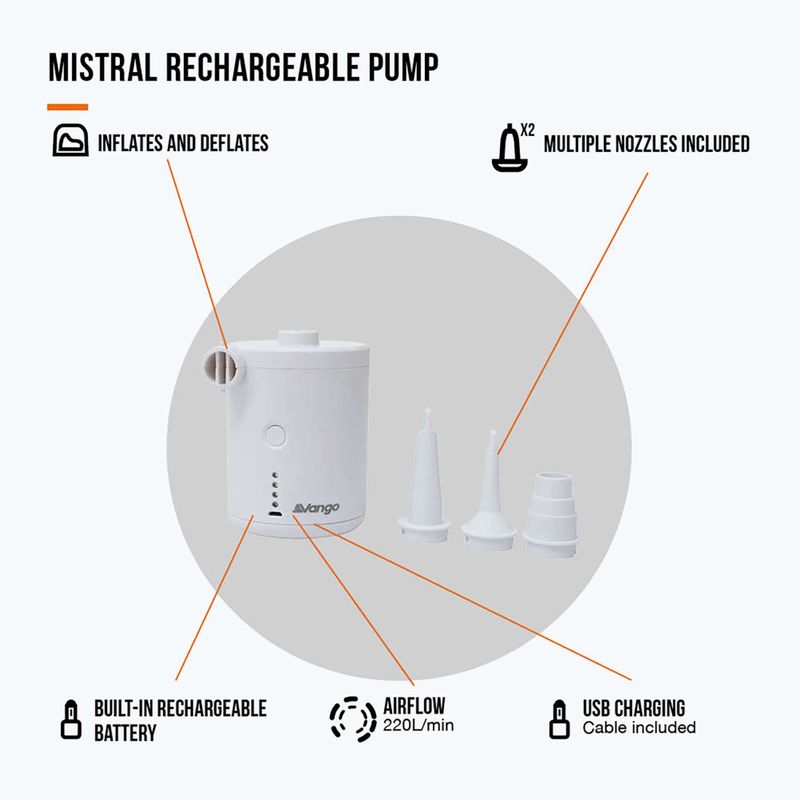 Pompka elektryczna Vango Mistral Rechargeable white 3