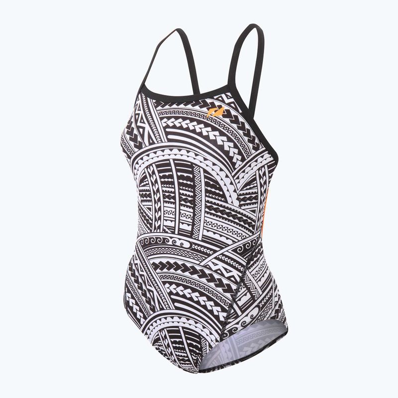 Strój pływacki jednoczęściowy damski ZONE3 Kona Speed Strap Back tribal print/black/ white/orange 4