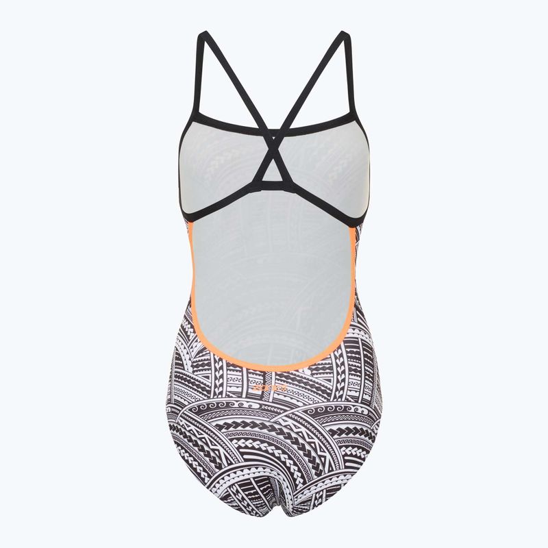 Strój pływacki jednoczęściowy damski ZONE3 Kona Speed Strap Back tribal print/black/ white/orange 2