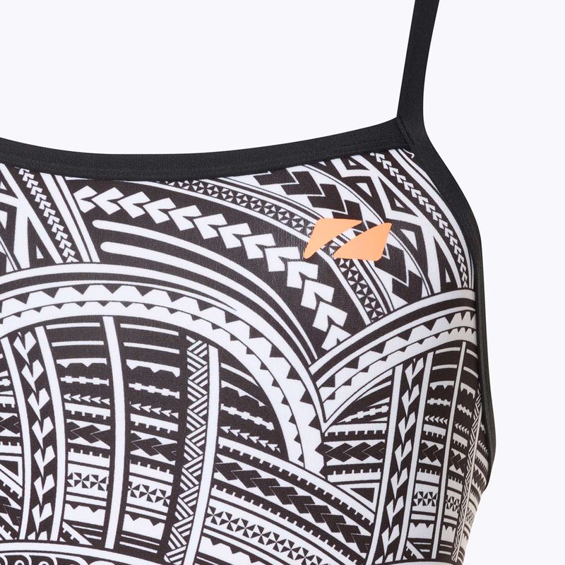 Strój pływacki jednoczęściowy damski ZONE3 Kona Speed Strap Back tribal print/black/ white/orange 3