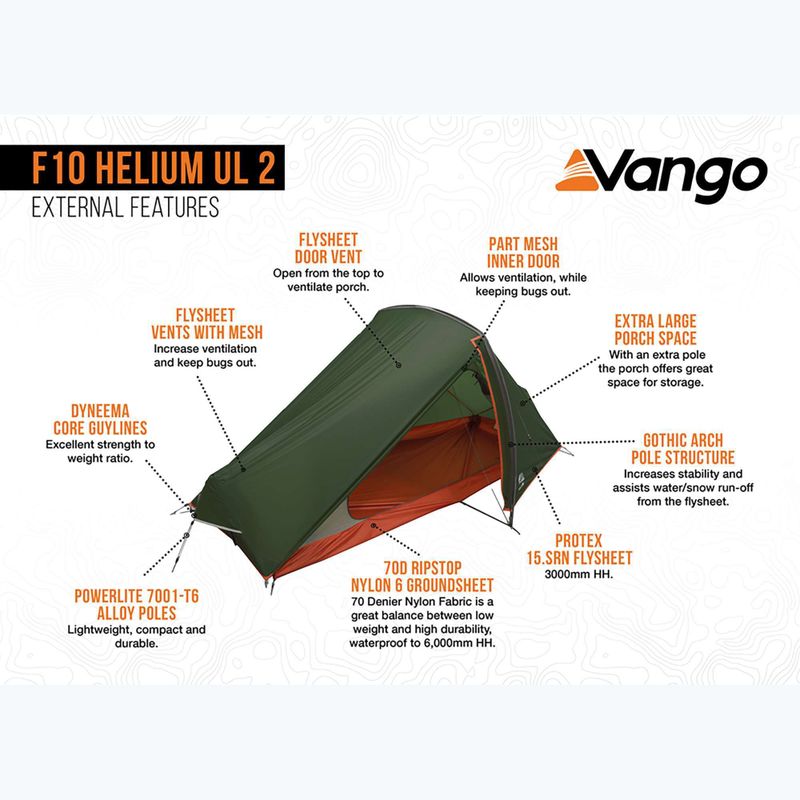 Namiot trekkingowy 2-osobowy Vango Helium UL 2 alpine green 15