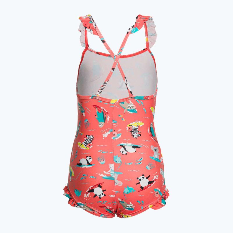 Strój pływacki jednoczęściowy dziecięcy Speedo Digital Frill Thinstrap coral/sweet taro/white 2