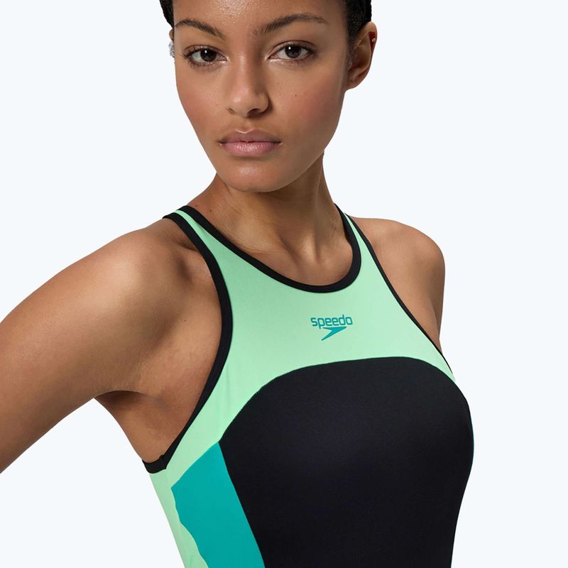 Strój pływacki jednoczęściowy damski Speedo High Neck Splice Cross Back turquoise gem 5