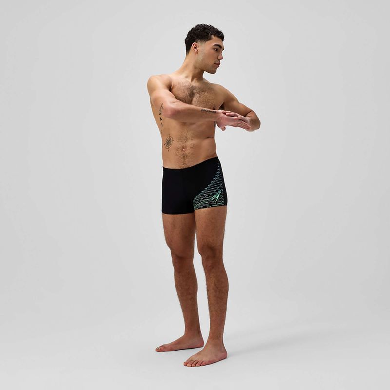 Bokserki pływackie męskie Speedo Medley Logo Aquashort black/alfalfa green 2