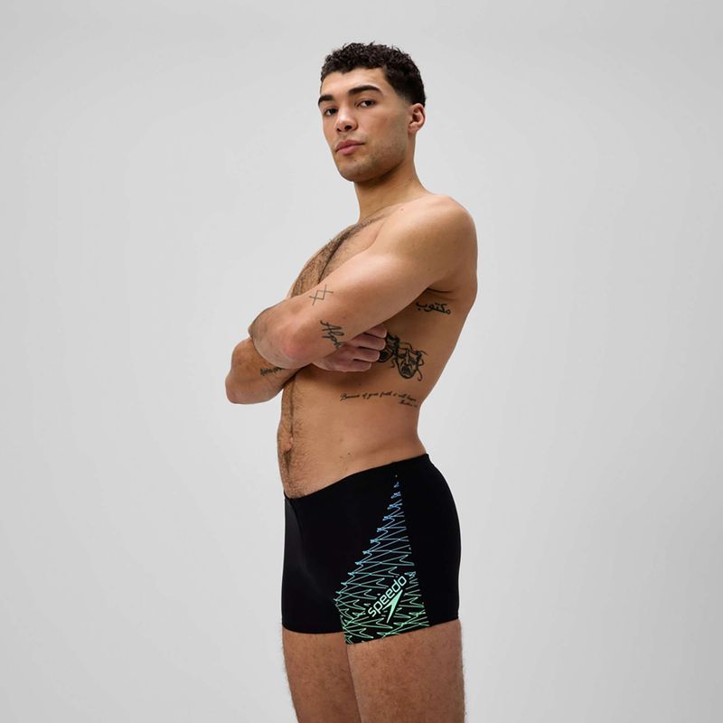 Bokserki pływackie męskie Speedo Medley Logo Aquashort black/alfalfa green 4