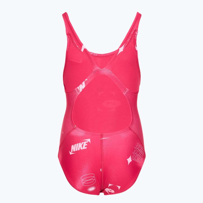 Strój pływacki jednoczęściowy dziecięcy Nike Hydrastrong Fastback rush pink 2