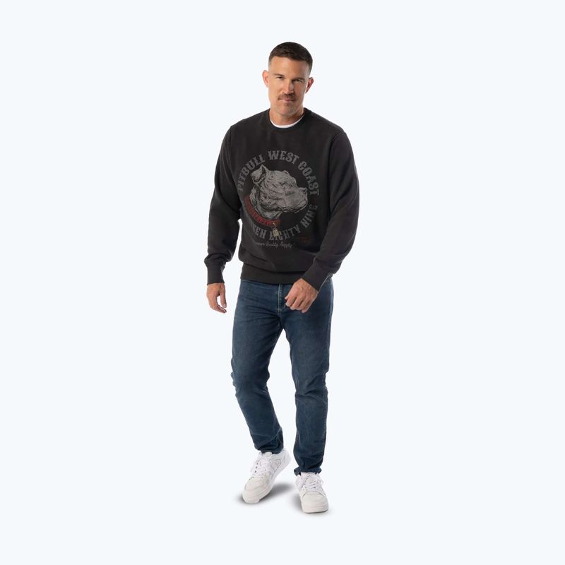 Bluza męska Pitbull Strenght & Respect Crewneck washed dark graphite 4