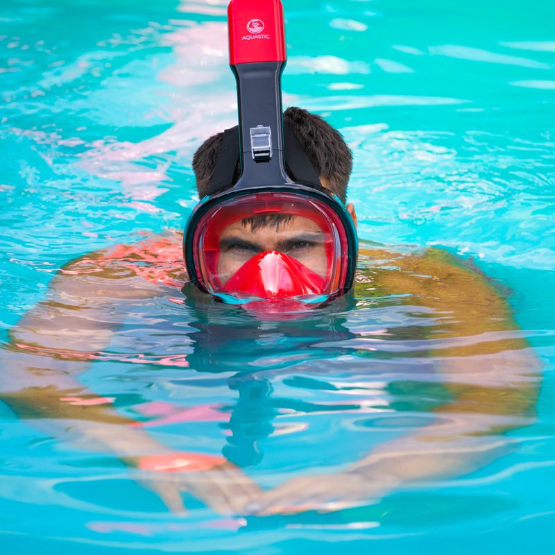 Maska pełnotwarzowa do snorkelingu AQUASTIC SMA-01SC czerwona 4