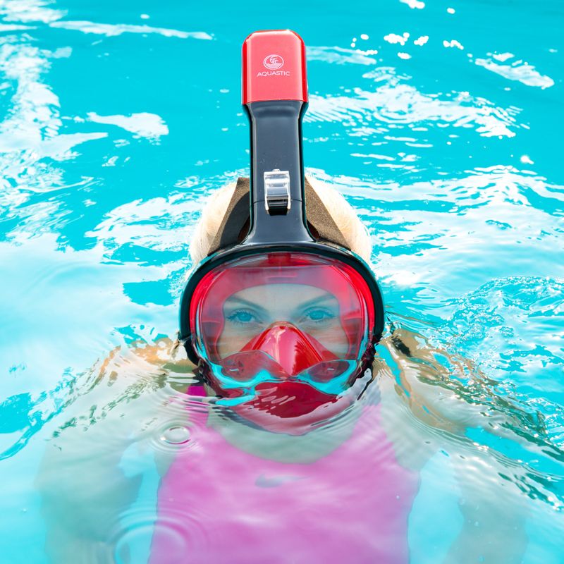 Maska pełnotwarzowa do snorkelingu AQUASTIC SMA-01SC czerwona 5