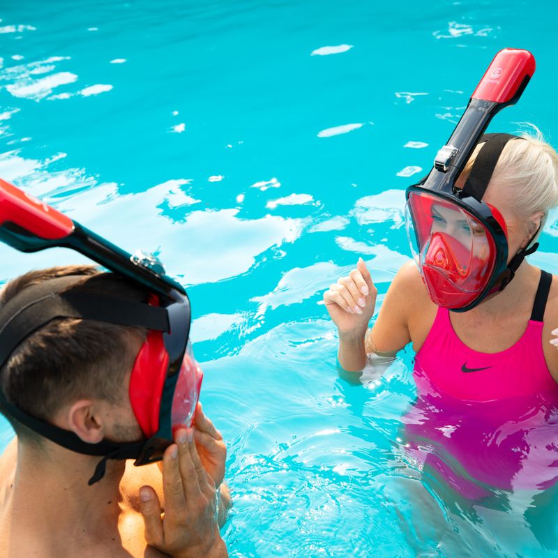 Maska pełnotwarzowa do snorkelingu AQUASTIC SMA-01SC czerwona 7