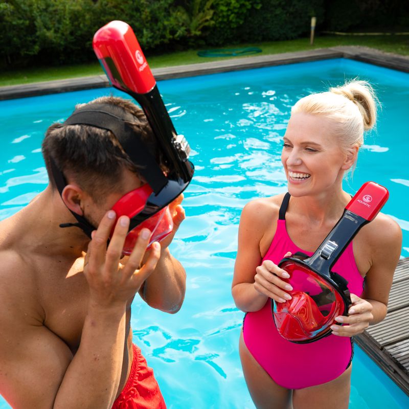 Maska pełnotwarzowa do snorkelingu AQUASTIC SMA-01SC czerwona 8
