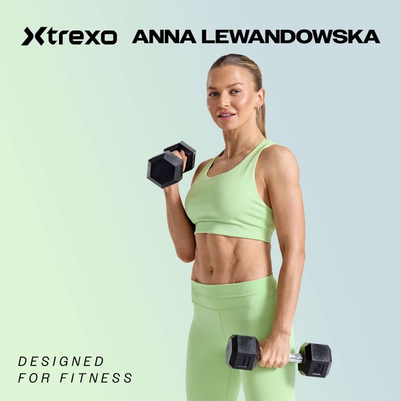 Hantel żeliwny gumowany XTREXO Pro 16 kg czarny 2