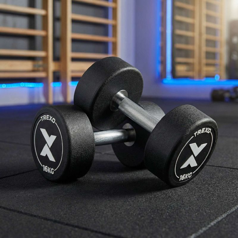 Hantel żeliwny gumowany XTREXO Pro 16 kg czarny 3
