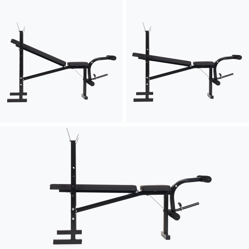 Ławka treningowa XTREXO BenchFit Lite ze stojakiem i sztangą czarny 14