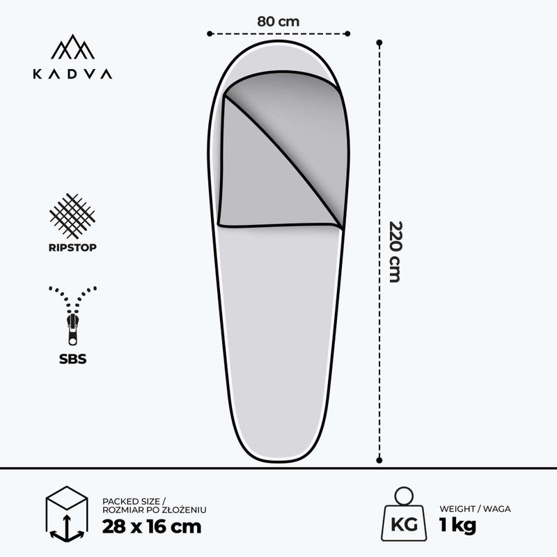 Śpiwór KADVA Light 1000 L lewy granat 3