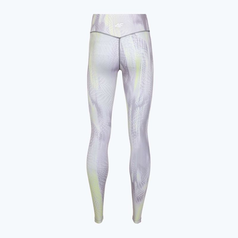 Legginsy treningowe damskie 4F Solar Punk FNK F454 light yellow allover 8