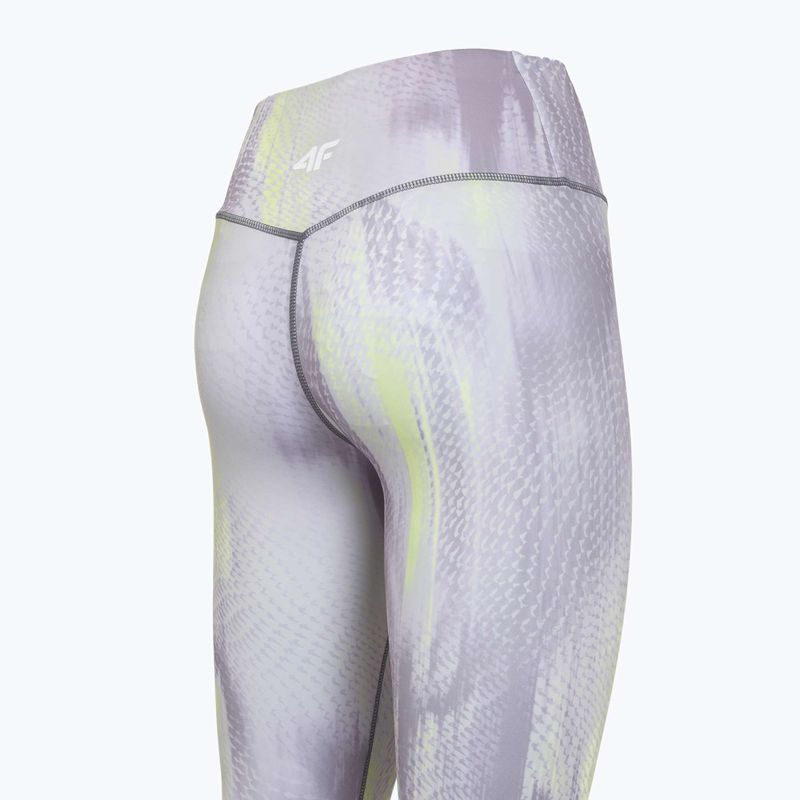 Legginsy treningowe damskie 4F Solar Punk FNK F454 light yellow allover 10