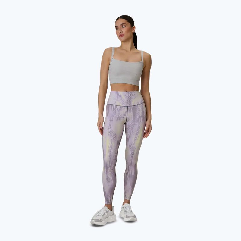Legginsy treningowe damskie 4F Solar Punk FNK F454 light yellow allover 2