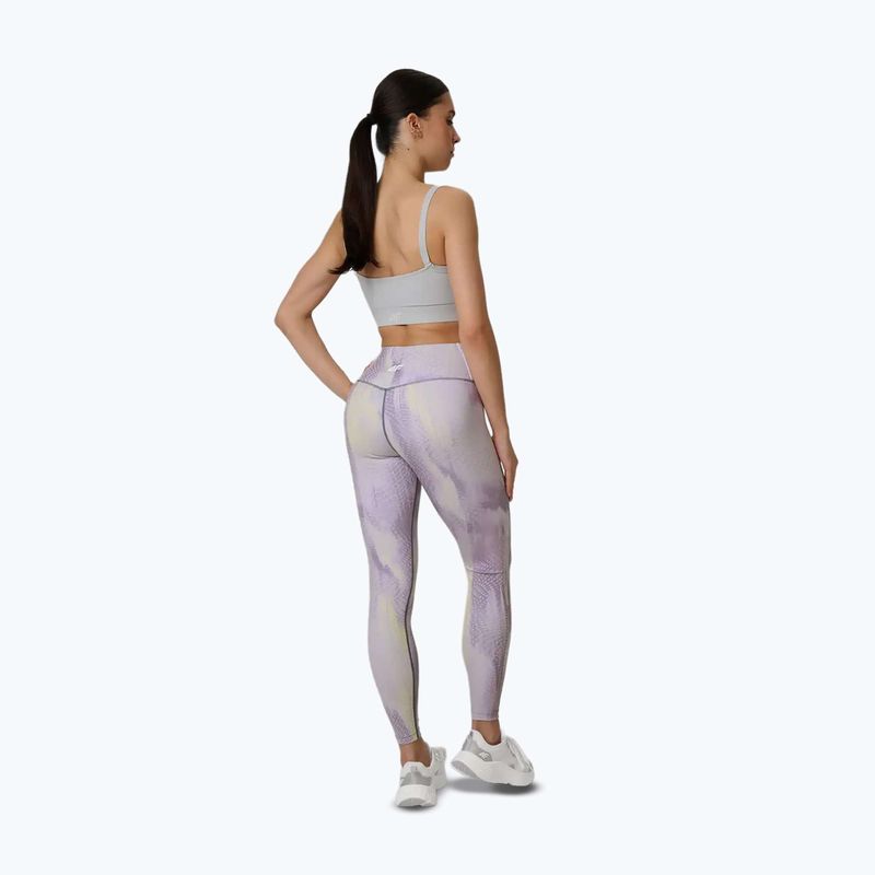 Legginsy treningowe damskie 4F Solar Punk FNK F454 light yellow allover 3