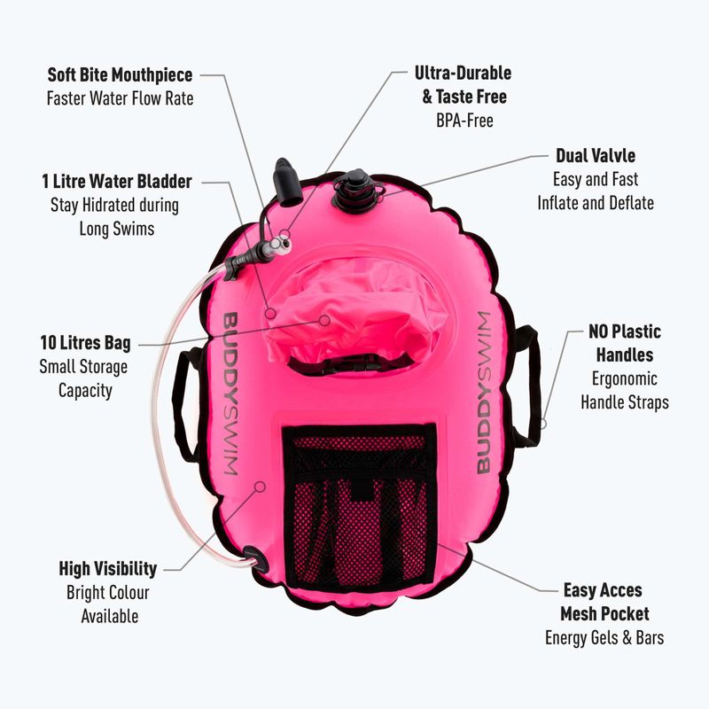 Bojka asekuracyjna Buddyswim Hydrastation Pro 10 l pink 4