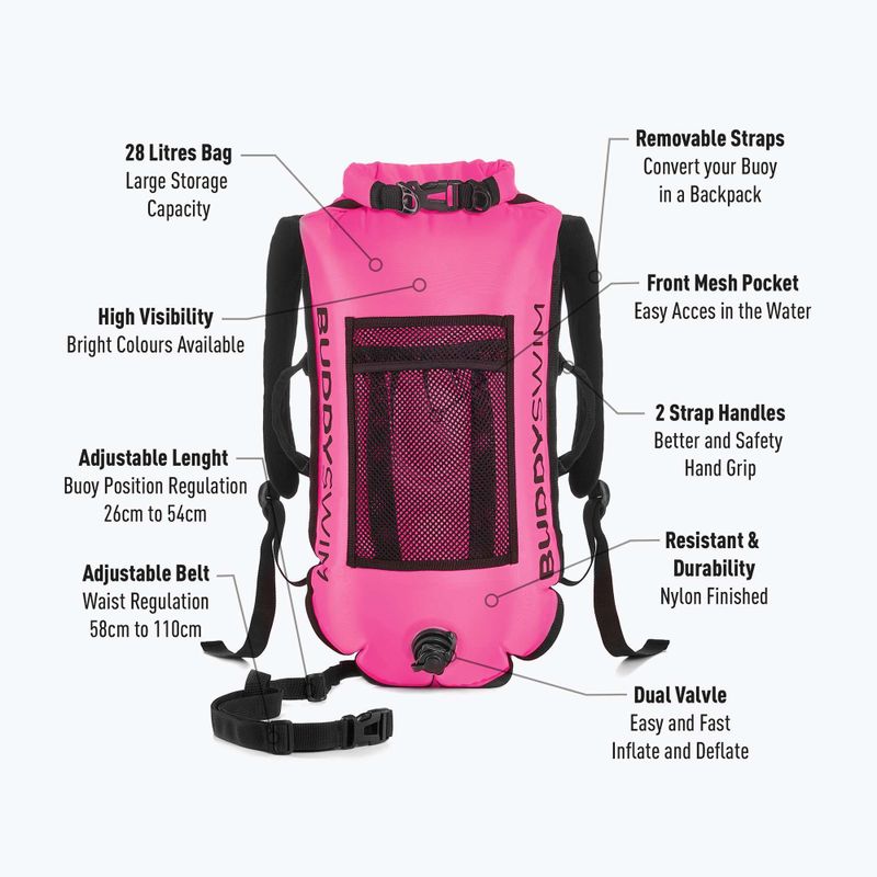 Bojka asekuracyjna BuddySwim Backpack 28 l pink 2