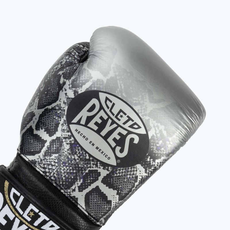 Rękawice bokserskie Cleto Reyes Velcro Sparring silver/black 5