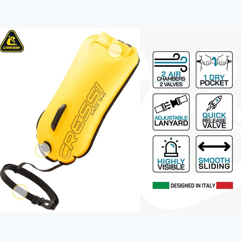 Bojka asekuracyjna Cressi Glide Pro yellow 12