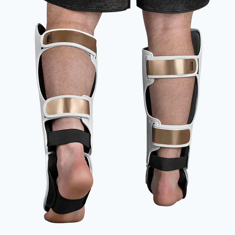 Ochraniacze piszczeli i stóp Hayabusa T3 Striking Shin Guards white/gold 8