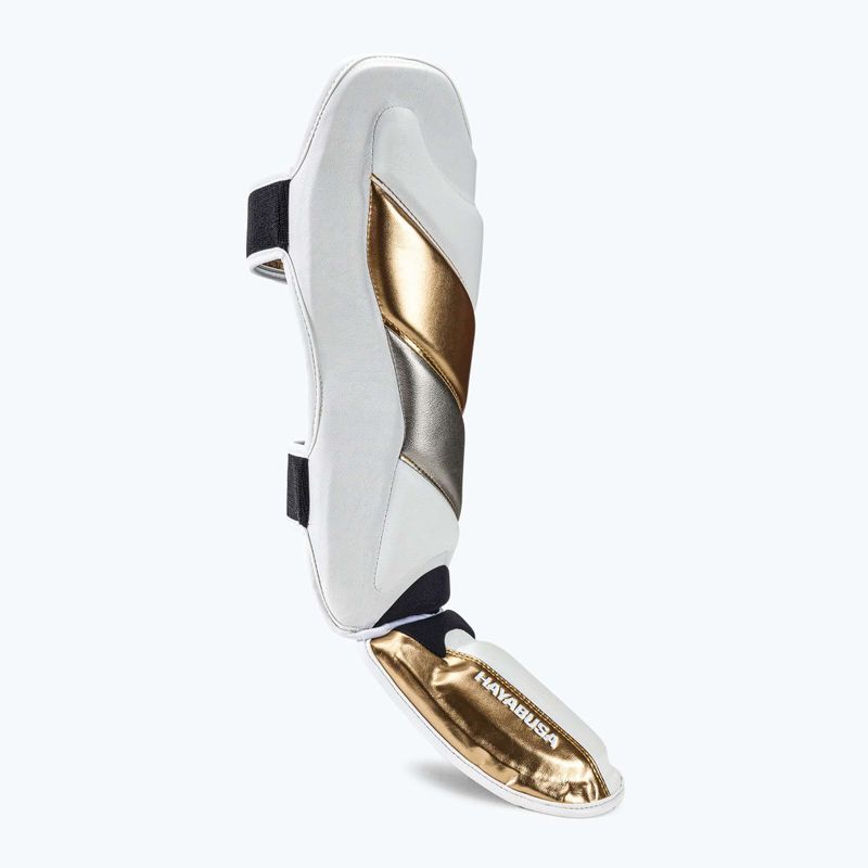 Ochraniacze piszczeli i stóp Hayabusa T3 Striking Shin Guards white/gold 3